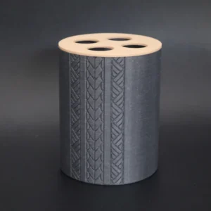 Porte-brosse à dents Manaora version charbon, effet pierre mat avec motifs polynésiens gravés en relief, impression 3D à Tahiti
